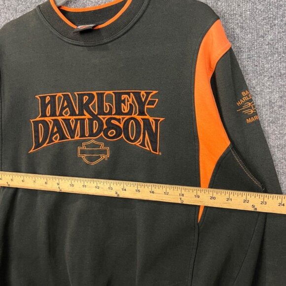 vintage Harley Davidson Men Black Orange Crewneck Sweatshirt Biker Graphic Large - Picture 4 of 8